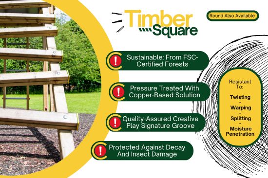 Infographic explaining elements of the timber used by Creative Play in their playground equipment