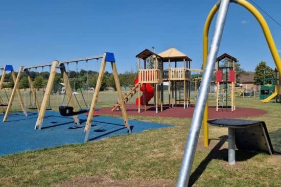 This image shows a colourful local parish playground