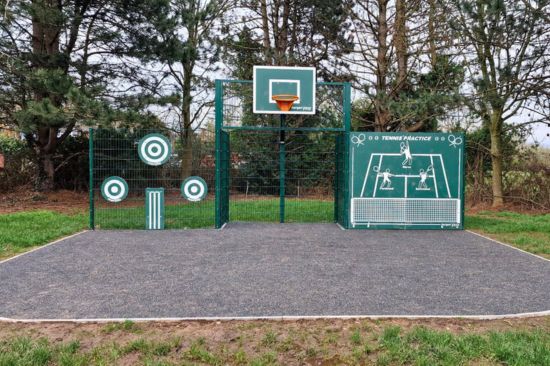 This image shows a MUGA playground equipment