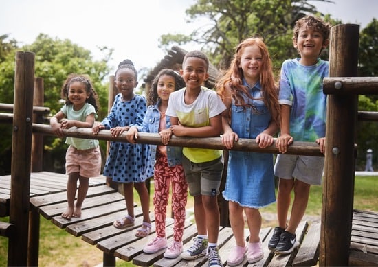 Kids on playground bridge