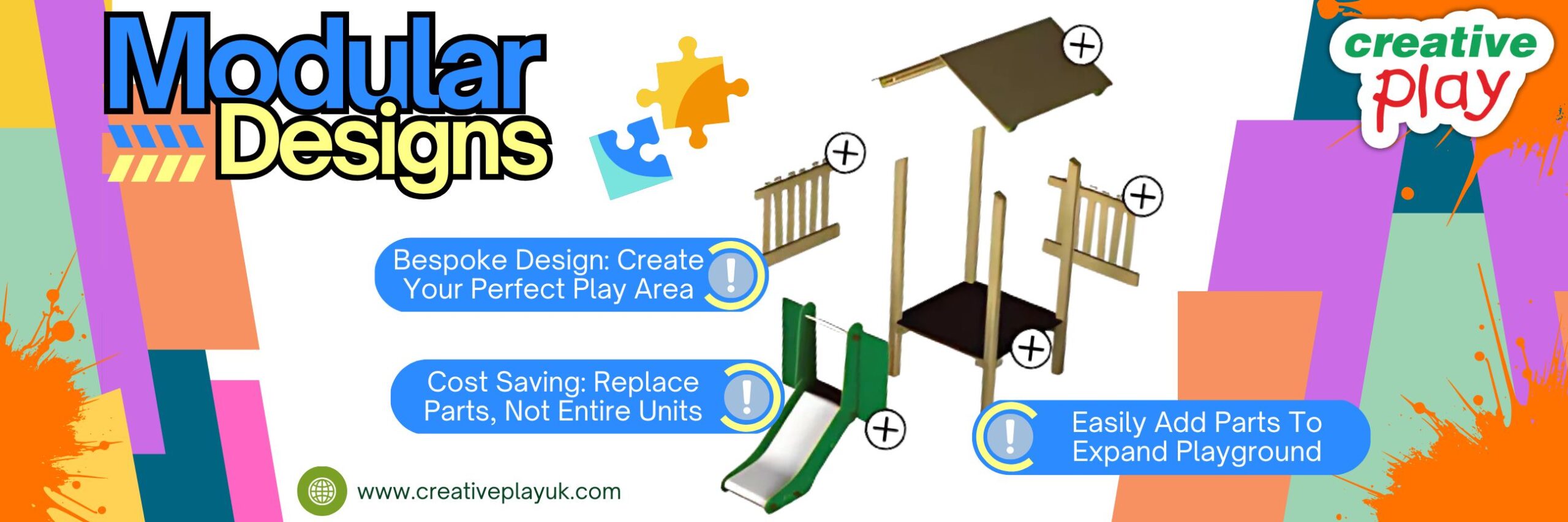Infographic depicting how modular playground tower designs work