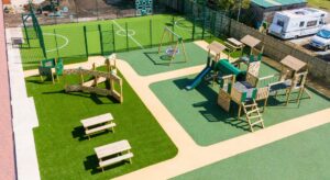 This image shows the finished playground at Moss Bank School in Blackpool