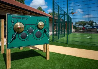 This image shows a drum kit playboard at Moss Bank School in Blackpool