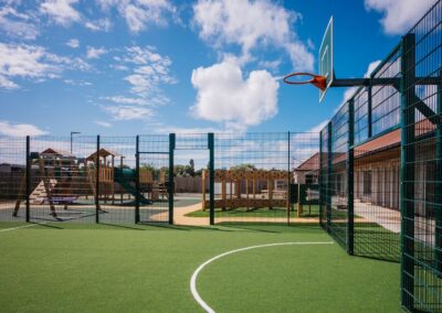 This image shows the multi use games area at Moss Bank School in blackpool