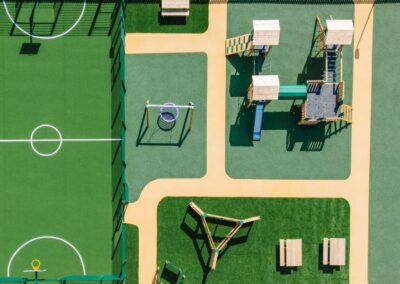This image shows the finished playground at Moss Bank School in Blackpool