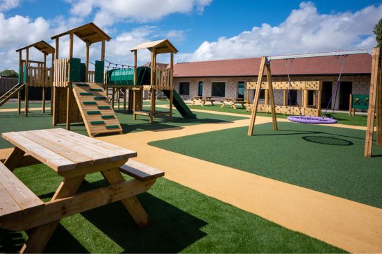 This image shows the playground at Moss Bank School in Blackpool after the project took place