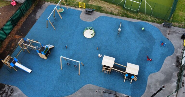 This image shows a birds eye view from drone footage of Ammanford Town Council
