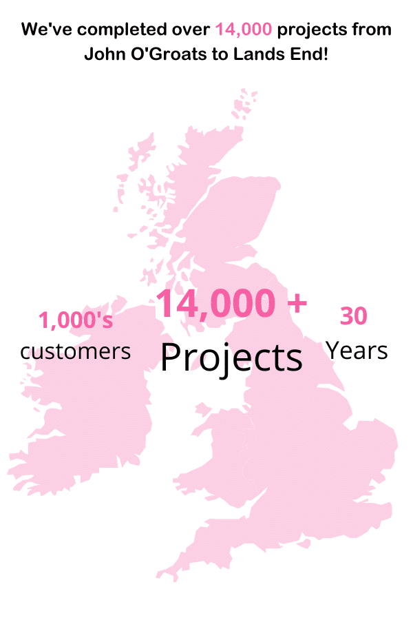 We've completed over 14,000 projects from John O'Groats to Lands End!