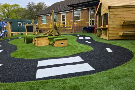 This image shows the playground at St. Gilbert's after the playground transformation 