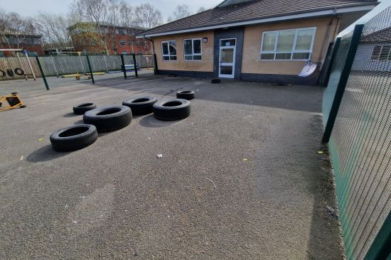 This image shows the playground at Warmley Park in Bristol before the playground project took place