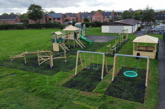 This image shows an ariel shot of Saughall Parish Council the completed project