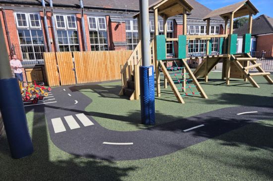 This image shows the playground at Heathfield Primary and Nursery School after the playground project took place