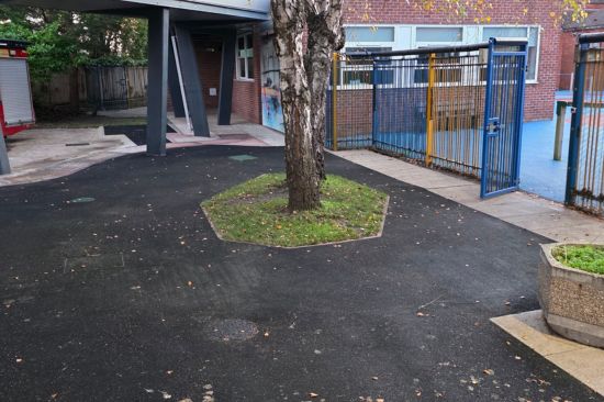 This image shows the playground at West Kirby Residential School before the playground project had taken place