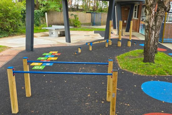 This image shows the playground at West Kirby Residential School after the playground project had taken place