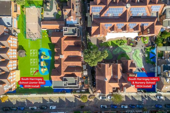 This image shows the two installs Creative Play have done at South Harringay