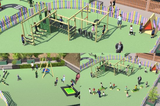 This image shows the two key sen play areas at Essendine Primary School in London