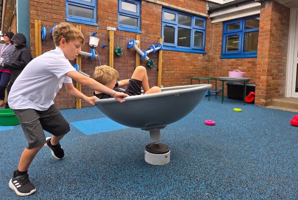 This image shows children playing in a rota roka
