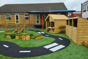 This image shows the completed playground at St Gilbert's